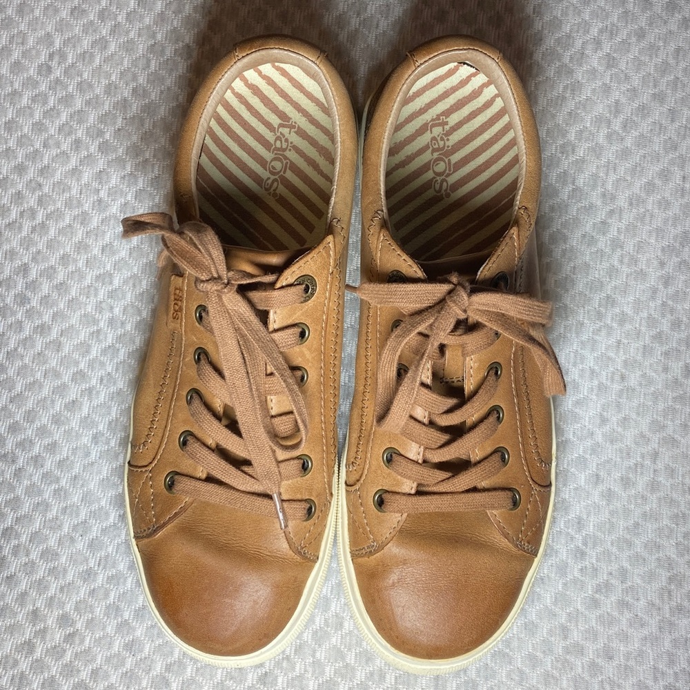 Taos Plim Soul Lux Leather Sneakers - Caramel - Size 9.5 - Very Good Condition!